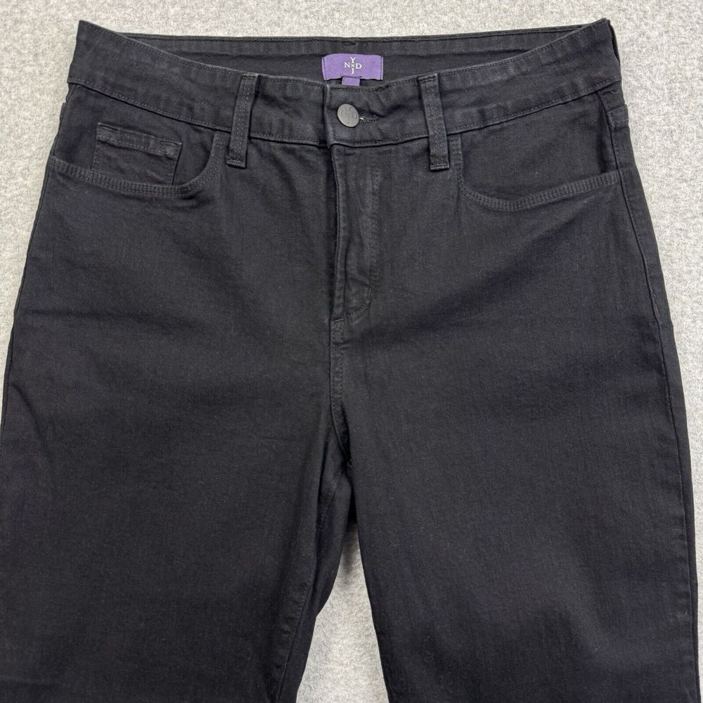 NYDJ Marilyn Straight Jeans Women 10 Black 30x30 Mid-Rise Cotton Stretch USA